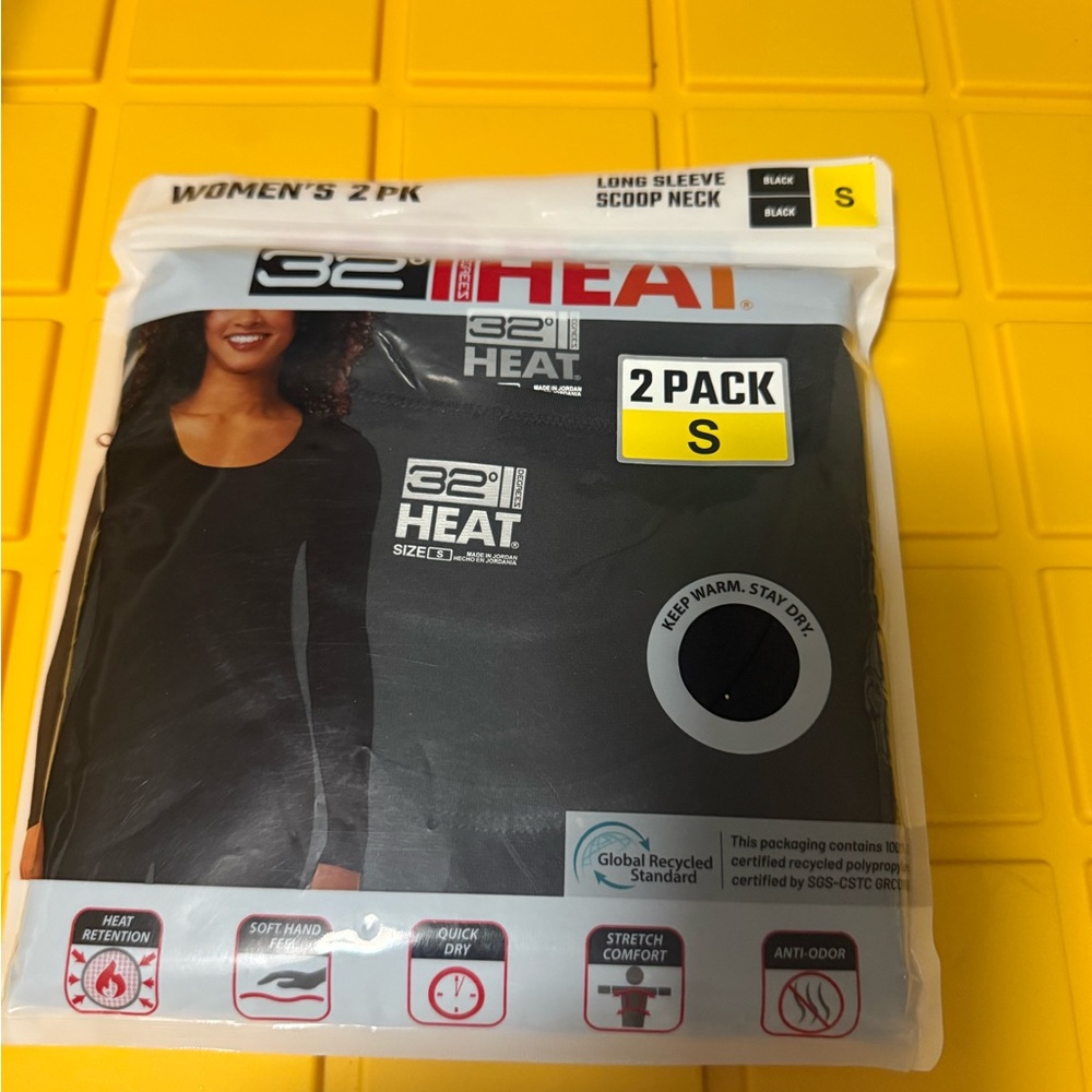 32 Degrees Women's Black Long Sleeve Top 2 Pack